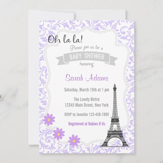 Paris Theme Baby Shower Invitation (Front)