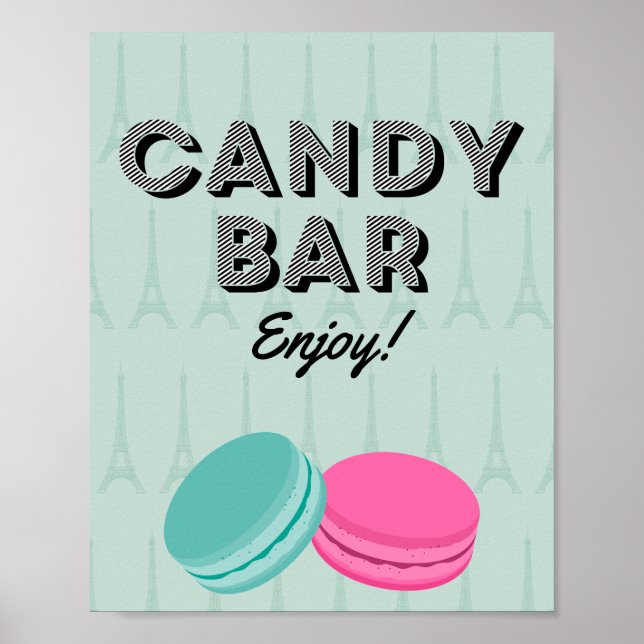 Paris Theme Birthday Candy Bar Poster Sign (Front)