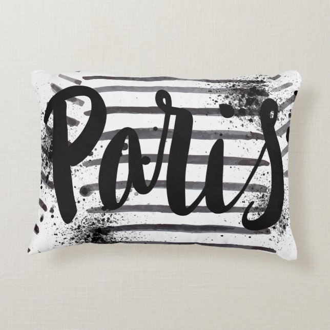 Paris theme, black striped, sunglasses, love decorative cushion (Back)