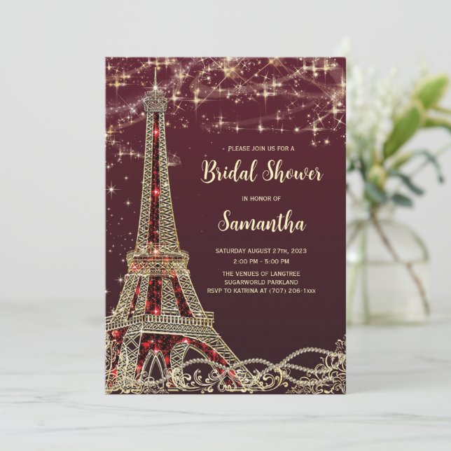 Paris Theme Bridal Shower Invitations (Standing Front)