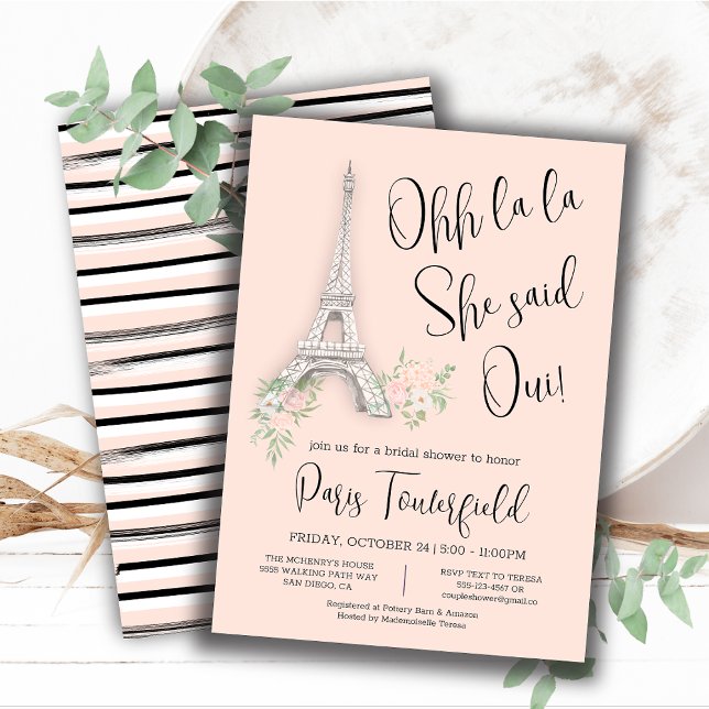 Paris theme Bridal Shower Invitations (Creator Uploaded)