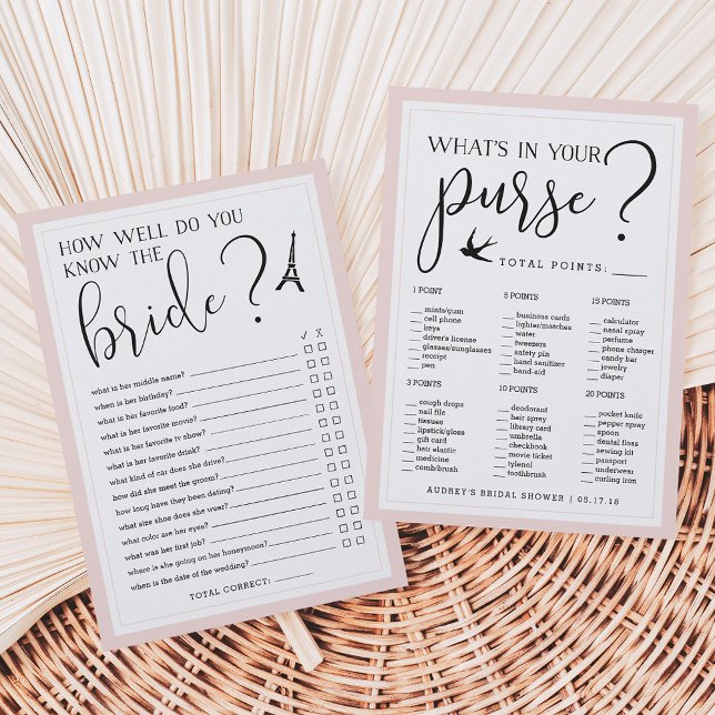 Paris Theme Double-Sided Bridal Shower Game Card (Creator Uploaded)