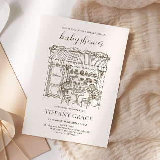 Paris Theme French Patisserie Baby Shower Invitation