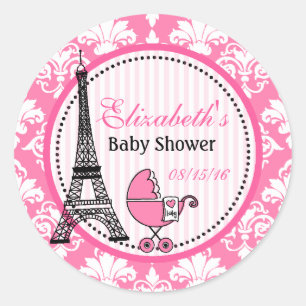 Paris Theme Party Stickers for Baby Shower