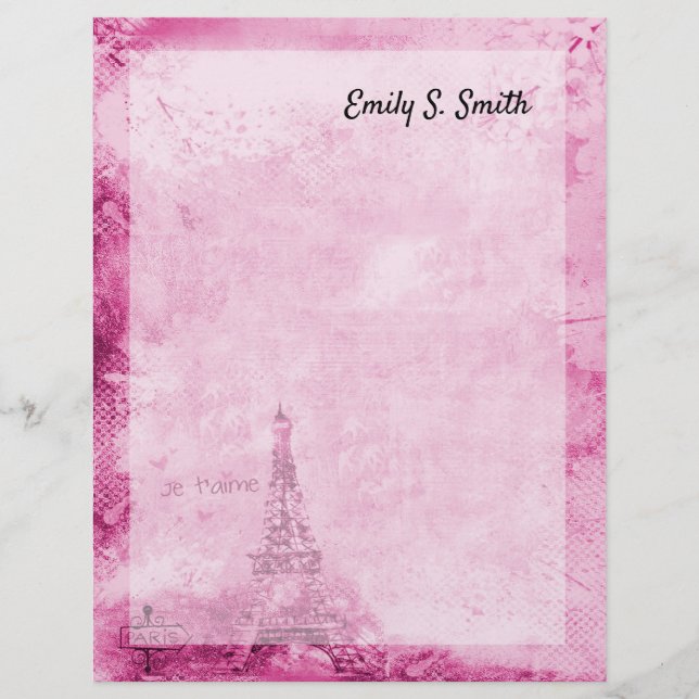 Paris Theme Personalised Valentine Writing Paper (Front)