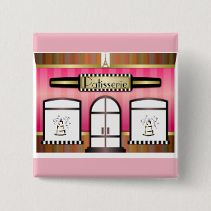 Paris Theme Pink French Patisserie Button