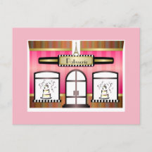 Paris Theme Pink French Patisserie Postcard