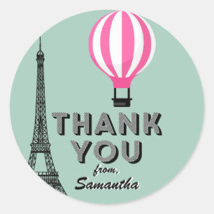 Paris Themed Birthday Thank You Sticker