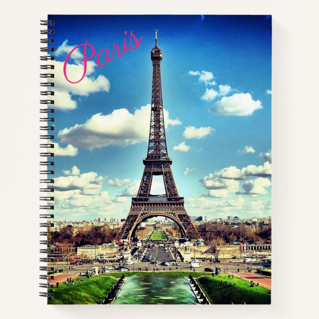 Paris Themed Eiffel Tower Spiral Notebook (Front)