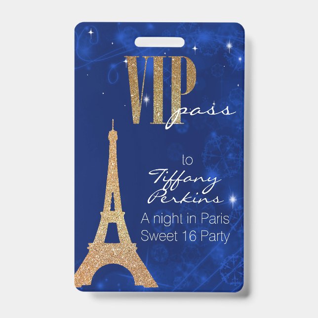 Paris Themed Party VIP Badge ID Badge (Front)