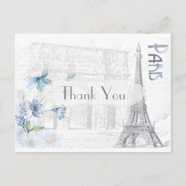 Paris Themed Thank You Postcard (Front)