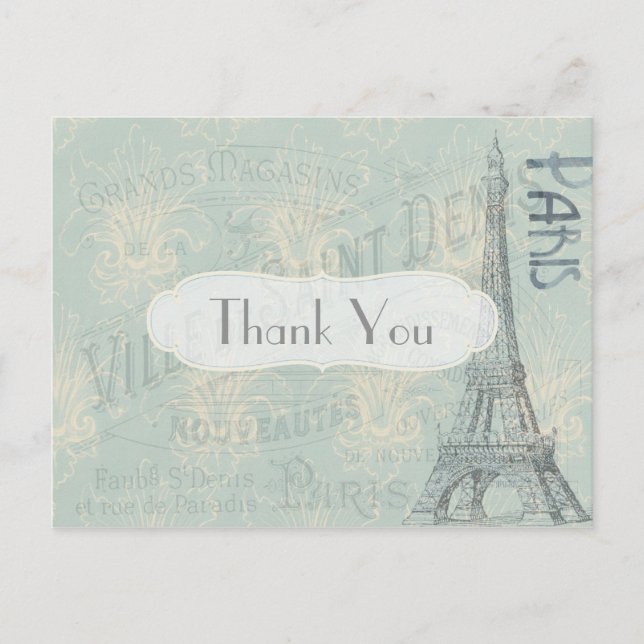 Paris Themed Thank You Postcard (Front)