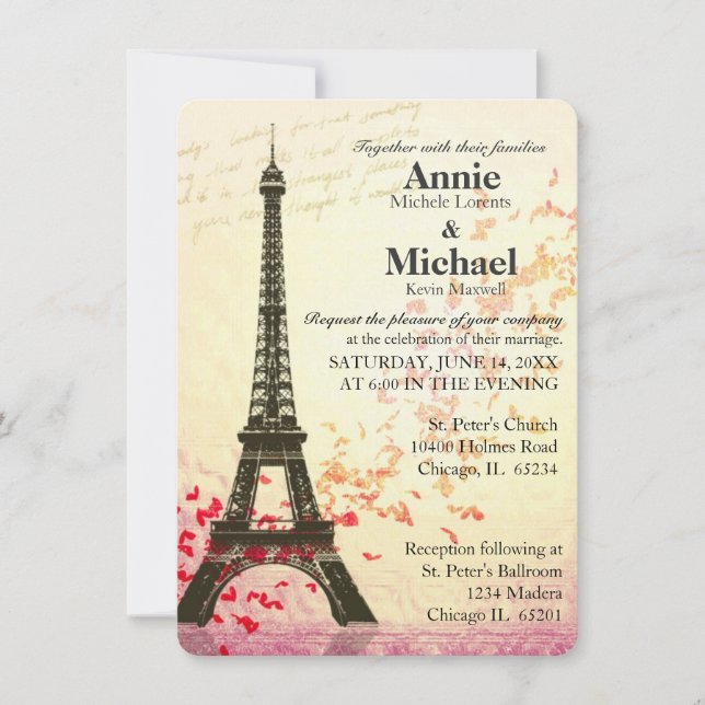Paris Themed Wedding Invitation template (Front)