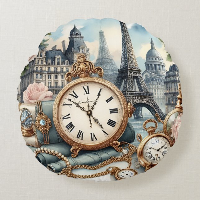 paris time round cushion (Front)