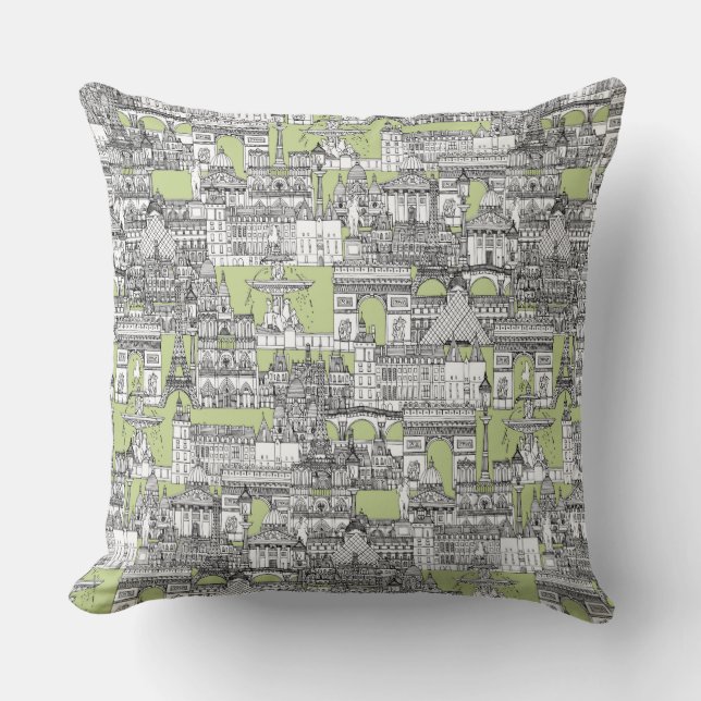 Paris toile eau de nil cushion (Front)