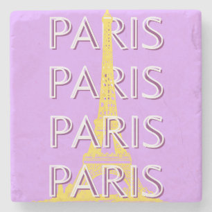 Paris, Travel Art, Minimalist, Pastel Travel Art Stone Coaster
