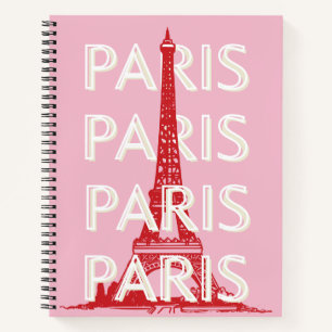 Paris, Travel Art, Retro Art, Pink Notebook