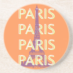 Paris, Travel Art, Retro Travel Art, Orange Coaster