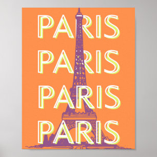 Paris, Travel Art, Retro Travel Art Poster