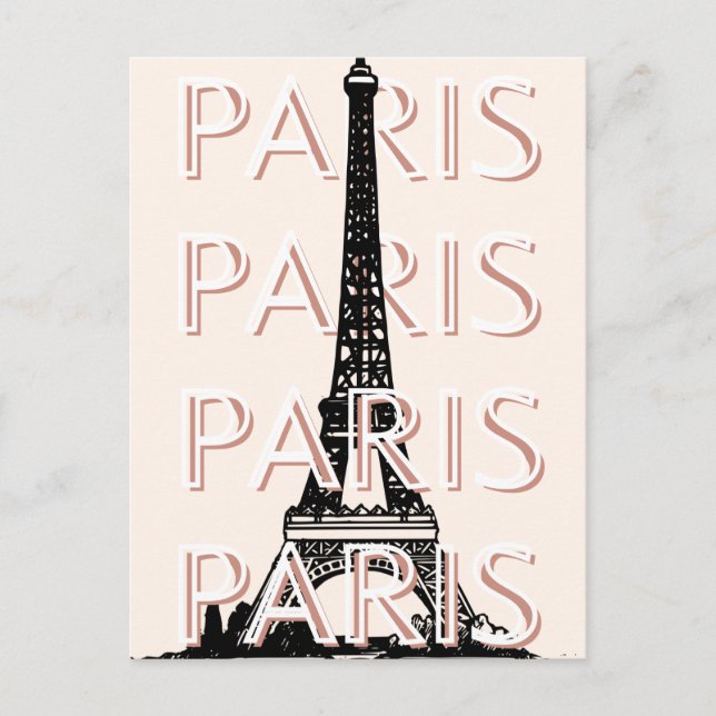 Paris Travel Art, Travel Art, Pastel, Minimalist Holiday Postcard (Front)