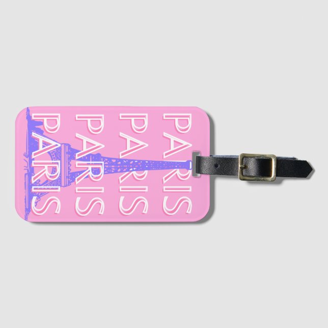 Paris Travel Art, Travel Art, Pink Luggage Tag (Front Horizontal)