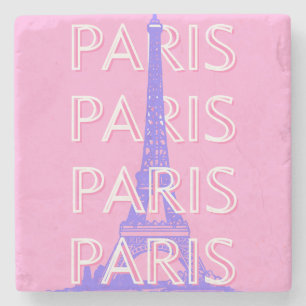 Paris Travel Art, Travel Art, Pink Stone Coaster