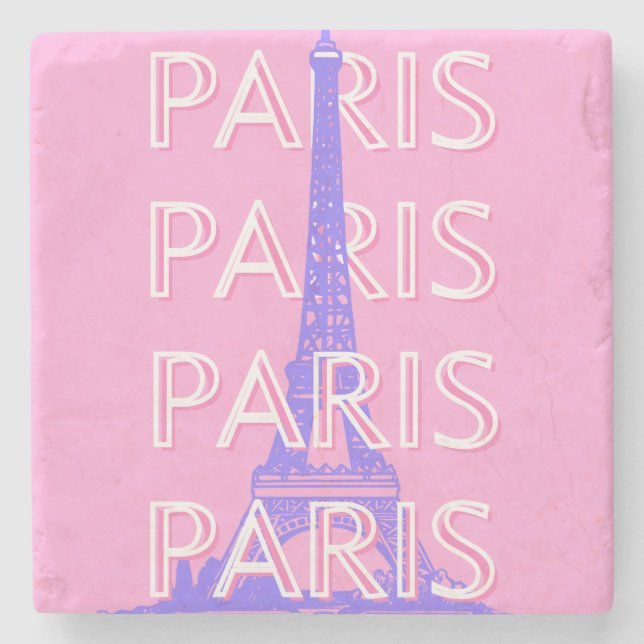 Paris Travel Art, Travel Art, Pink Stone Coaster (Front)