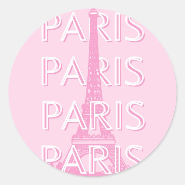 Paris Travel Art, Travel Art, Preppy Art, Pink Classic Round Sticker (Front)