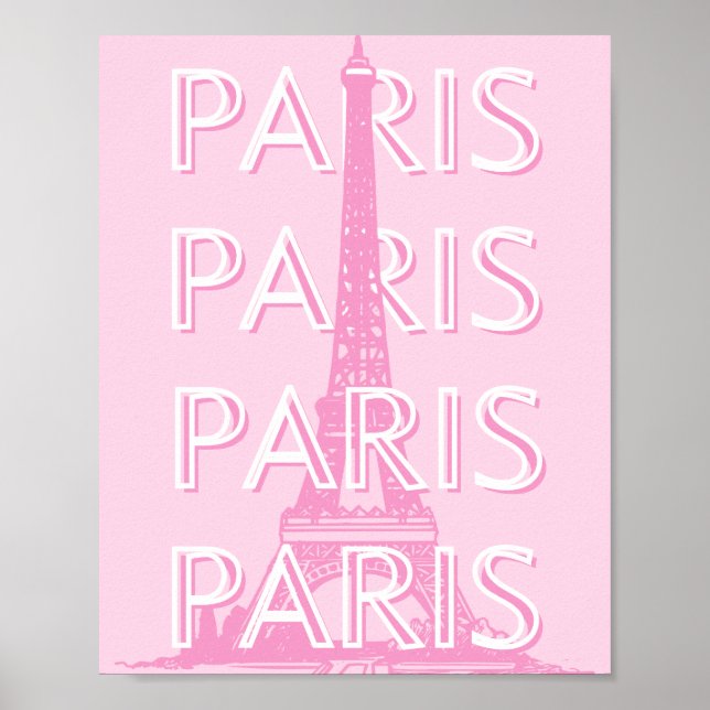 Paris Travel Art, Travel Art, Preppy Art, Pink Poster (Front)