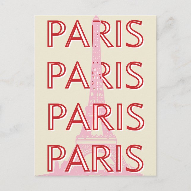 Paris Travel Art, Travel Art, Preppy, Minimalist Holiday Postcard (Front)