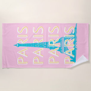 Paris Travel Art, Travel Art, Preppy, Pink Beach Towel