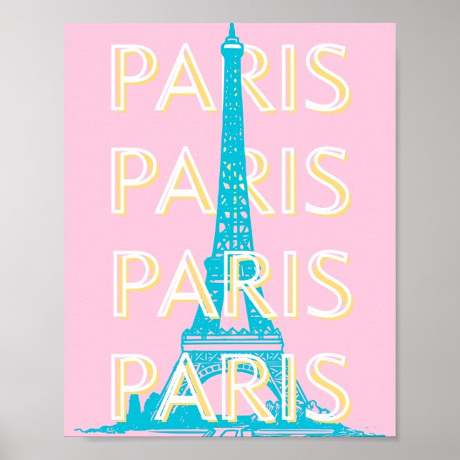 Paris Travel Art, Travel Art, Preppy, Pink Poster (Front)