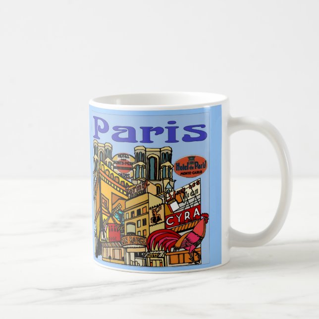 Paris Travel Poster Coffee Mug (Right)