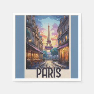 Paris Travel Poster Napkin