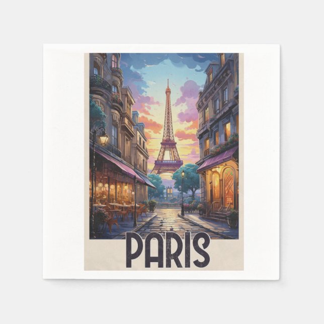 Paris Travel Poster Napkin (Front)