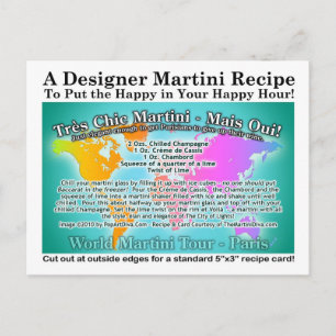 Paris, Tres Chic World Tour Martini Recipe Card