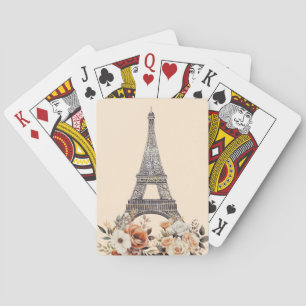 Paris Trip Eiffel Tower Beautiful Floral Playing Cards