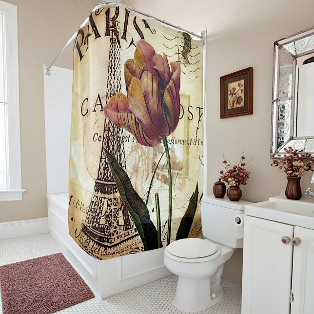 Paris Tulip Shower Curtain (Creator Uploaded)