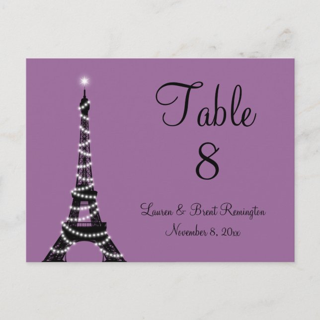 Paris Twinkles Table Number Postcard (Front)