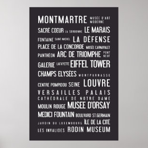 Paris typographic poster, grey poster