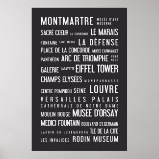 Paris typographic poster, grey poster