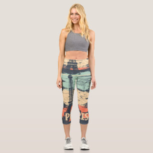 Paris typography: abstract Eiffel poster. Capri Leggings