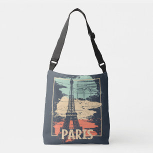 Paris typography: abstract Eiffel poster. Crossbody Bag