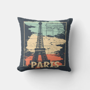 Paris typography: abstract Eiffel poster. Cushion