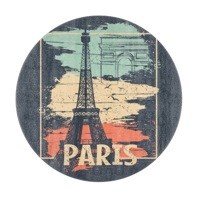 Paris typography: abstract Eiffel poster. Cutting Board (Front)
