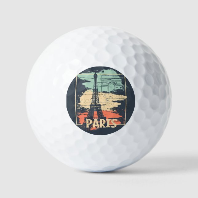Paris typography: abstract Eiffel poster. Golf Balls (Front)
