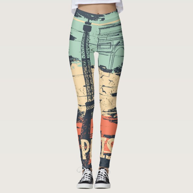 Paris typography: abstract Eiffel poster. Leggings (Front)