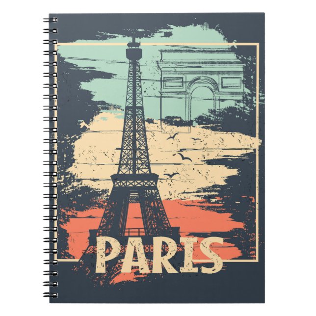 Paris typography: abstract Eiffel poster. Notebook (Front)