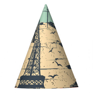 Paris typography: abstract Eiffel poster. Party Hat