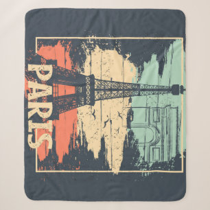 Paris typography: abstract Eiffel poster. Sherpa Blanket
